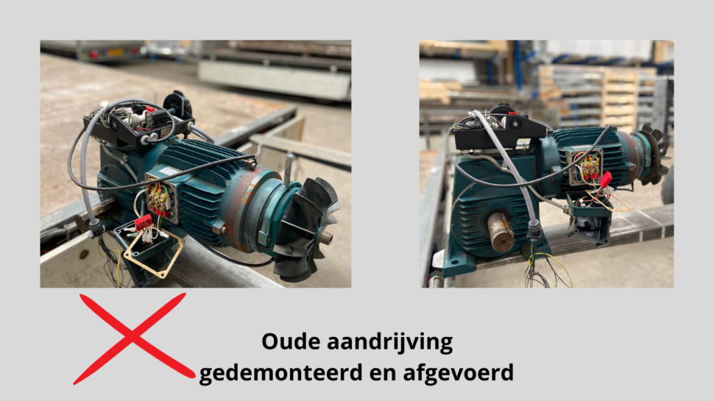 Oude rolluik aandrijving gedemonteerd